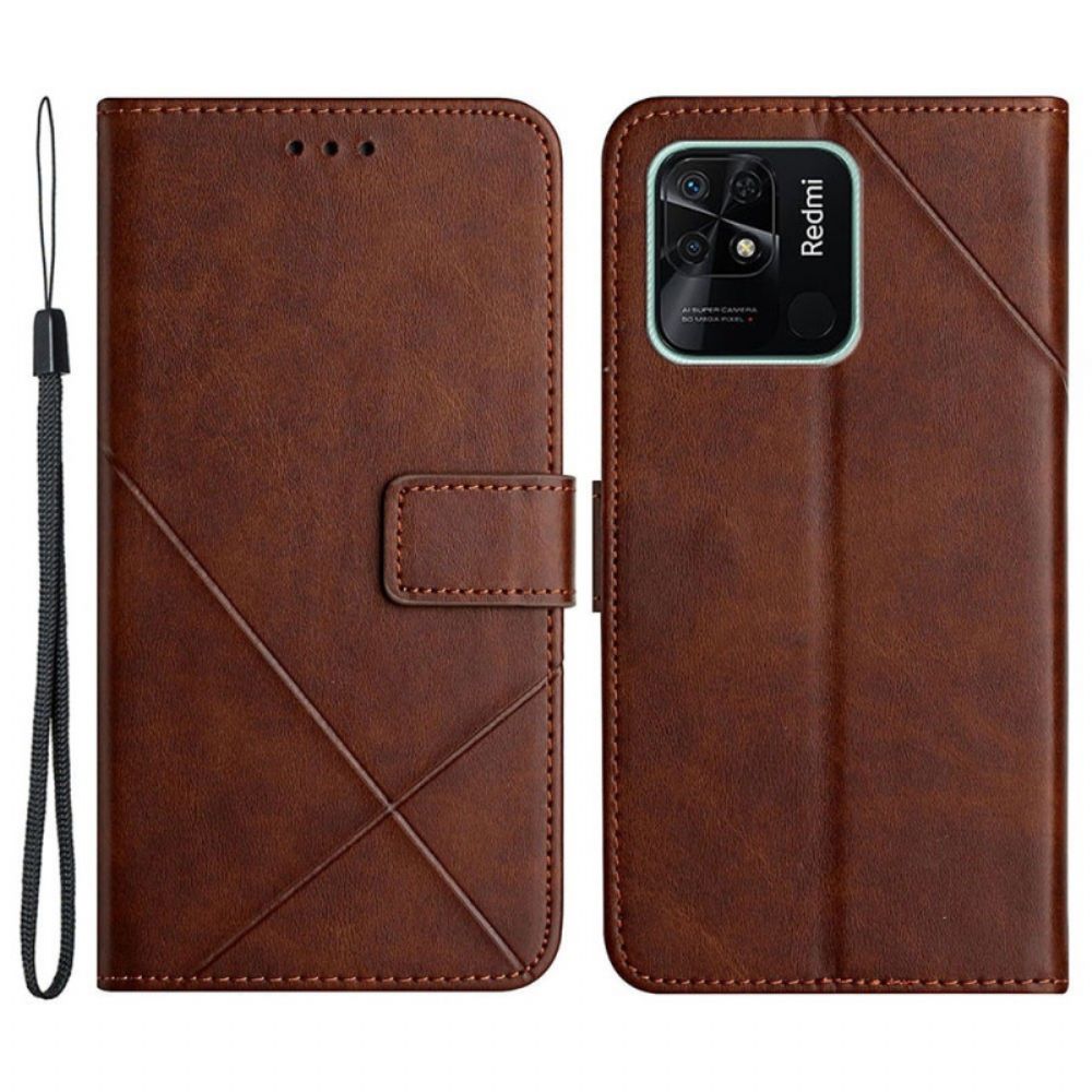 Flip Case Für Xiaomi Redmi 10C Geo X Design Lederstil