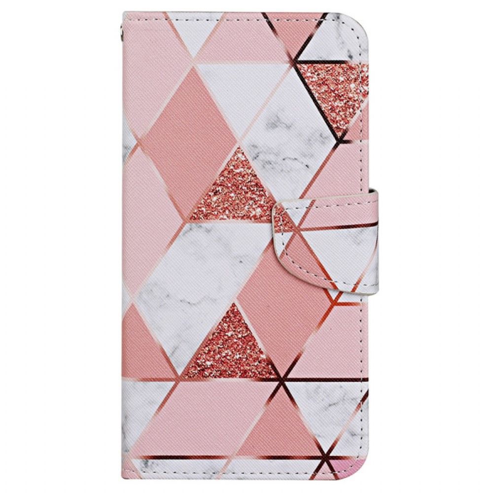 Flip Case Für Xiaomi Redmi 10C Glitter Marble Mit Lanyard