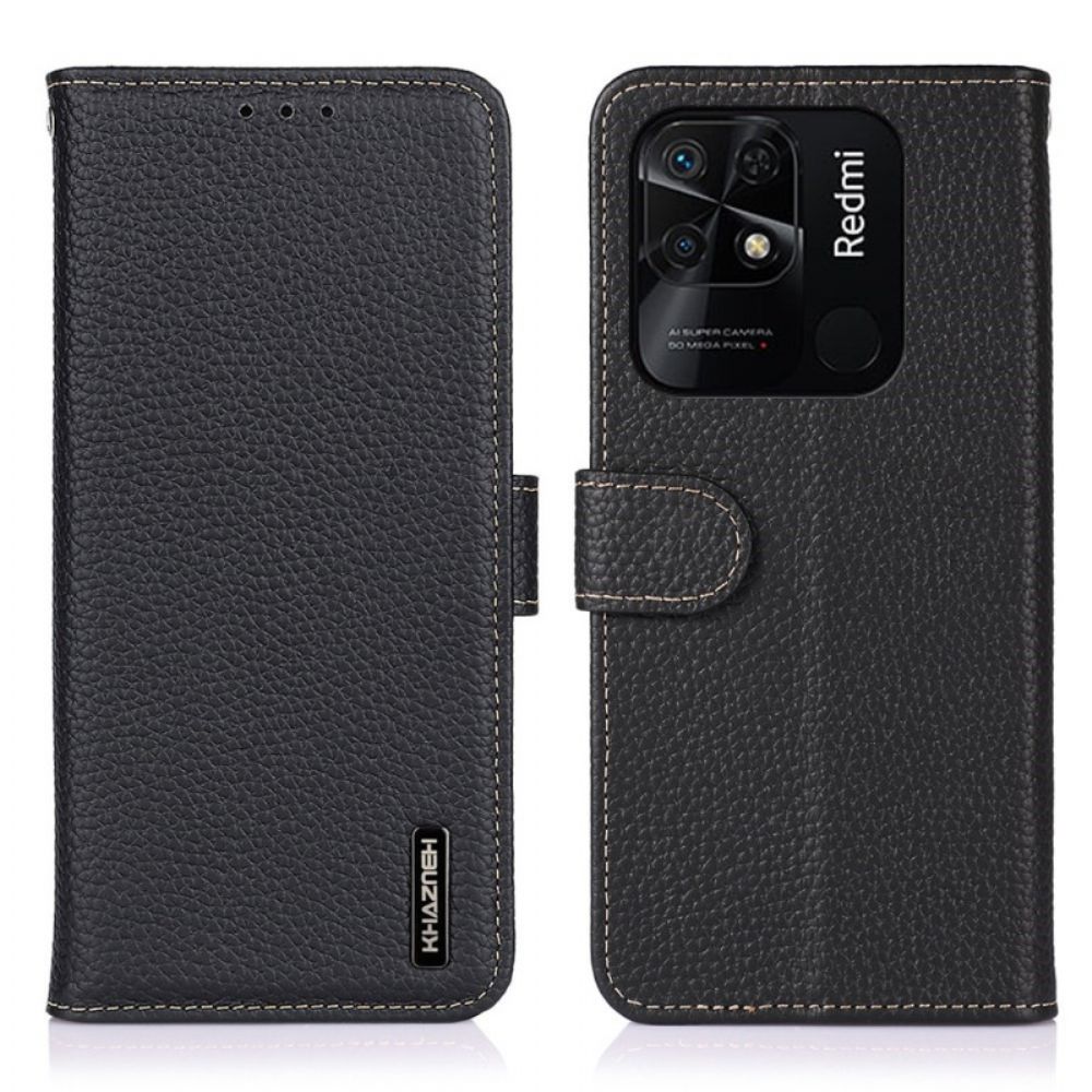 Flip Case Für Xiaomi Redmi 10C Litschi Khazneh Leder