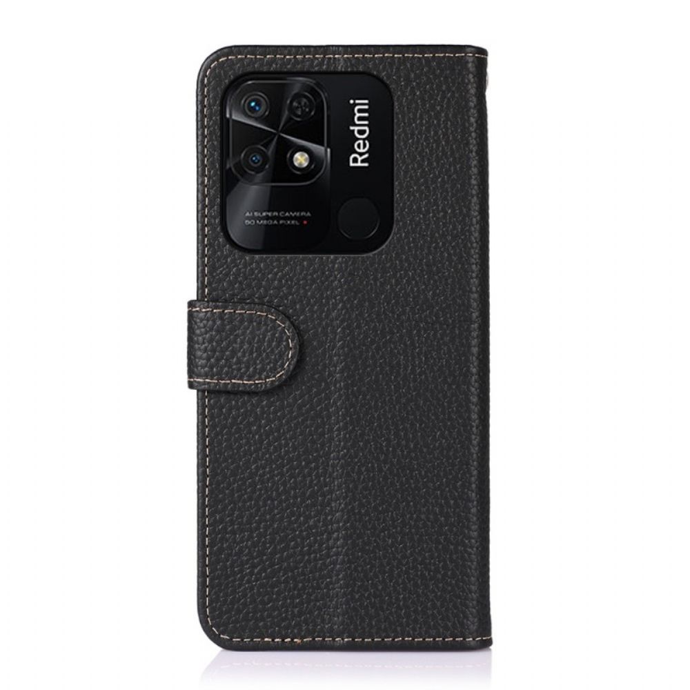 Flip Case Für Xiaomi Redmi 10C Litschi Khazneh Leder