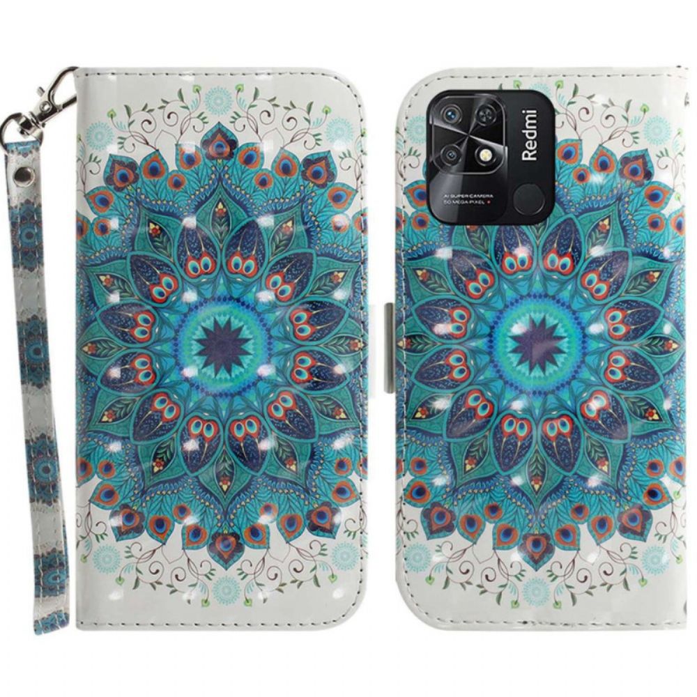 Flip Case Für Xiaomi Redmi 10C Mit Kordel Band-mandala