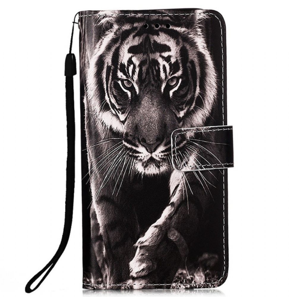 Flip Case Für Xiaomi Redmi 10C Mit Kordel Fabelhafter Riemchen-tiger