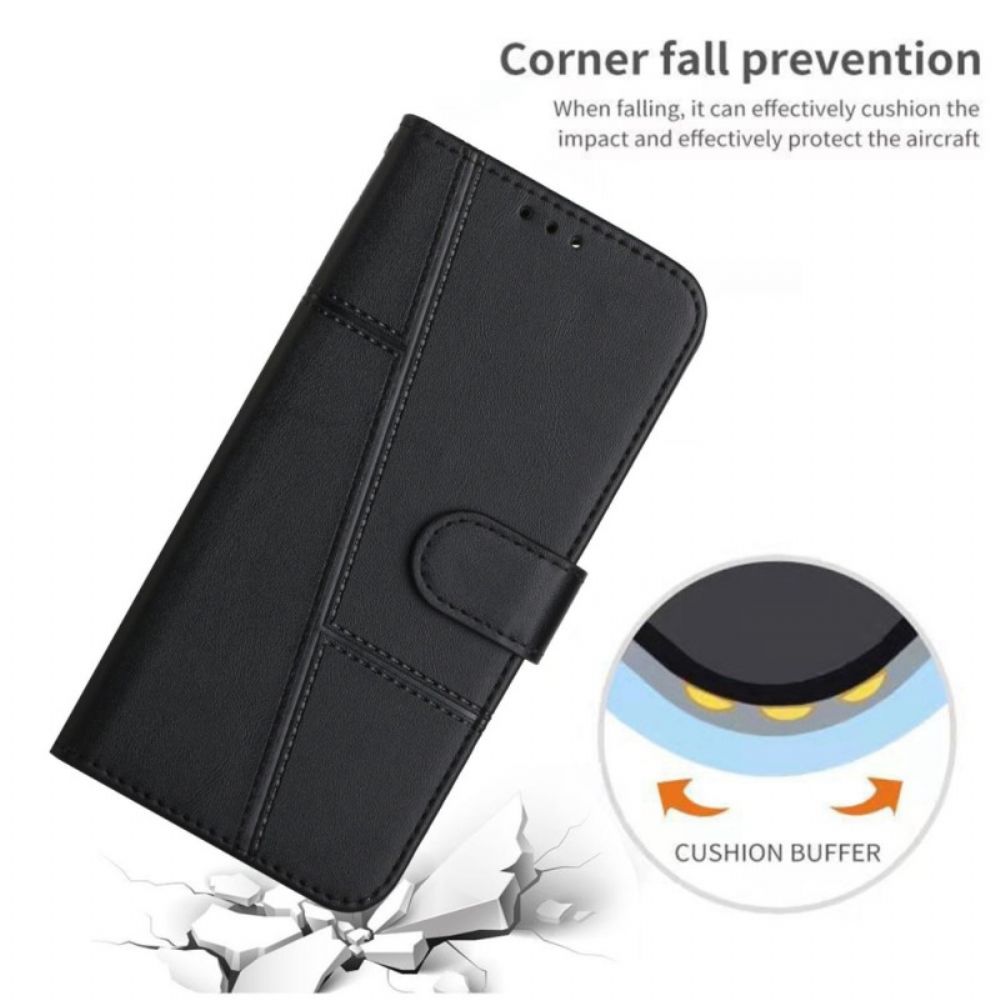 Flip Case Für Xiaomi Redmi 10C Mit Kordel Geometrischer Riemchen-lederstil