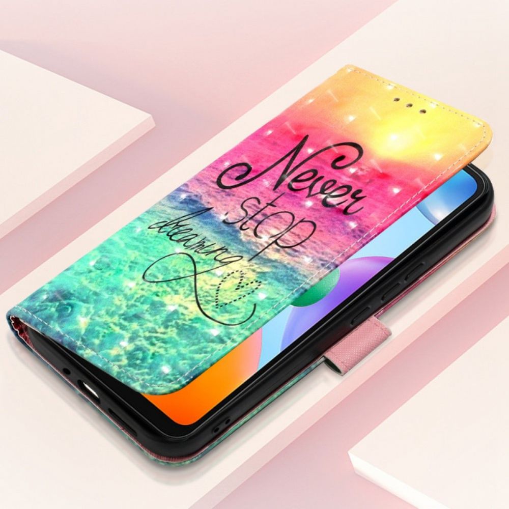 Flip Case Für Xiaomi Redmi 10C Mit Kordel Never Stop Dreams Mit Strap