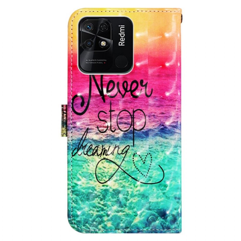 Flip Case Für Xiaomi Redmi 10C Mit Kordel Never Stop Dreams Mit Strap