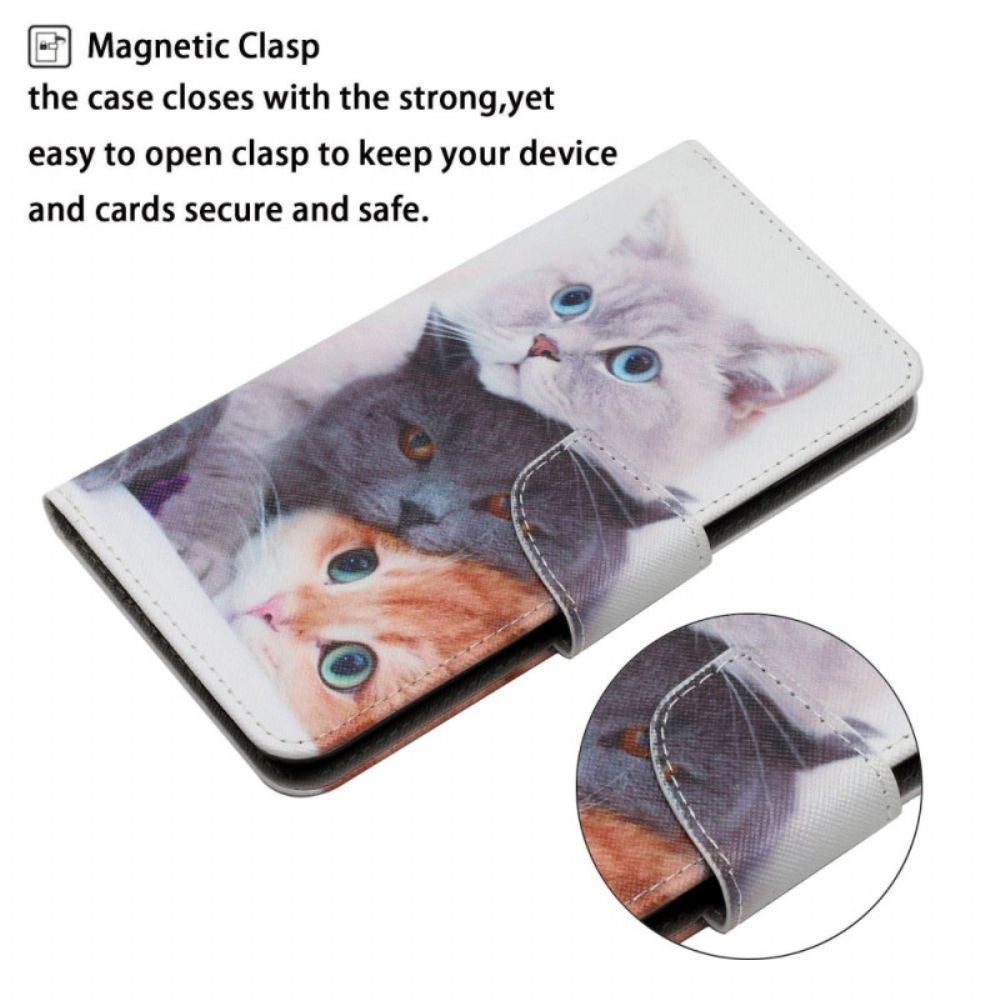 Flip Case Für Xiaomi Redmi 10C Mit Kordel Nur Riemchenkatzen