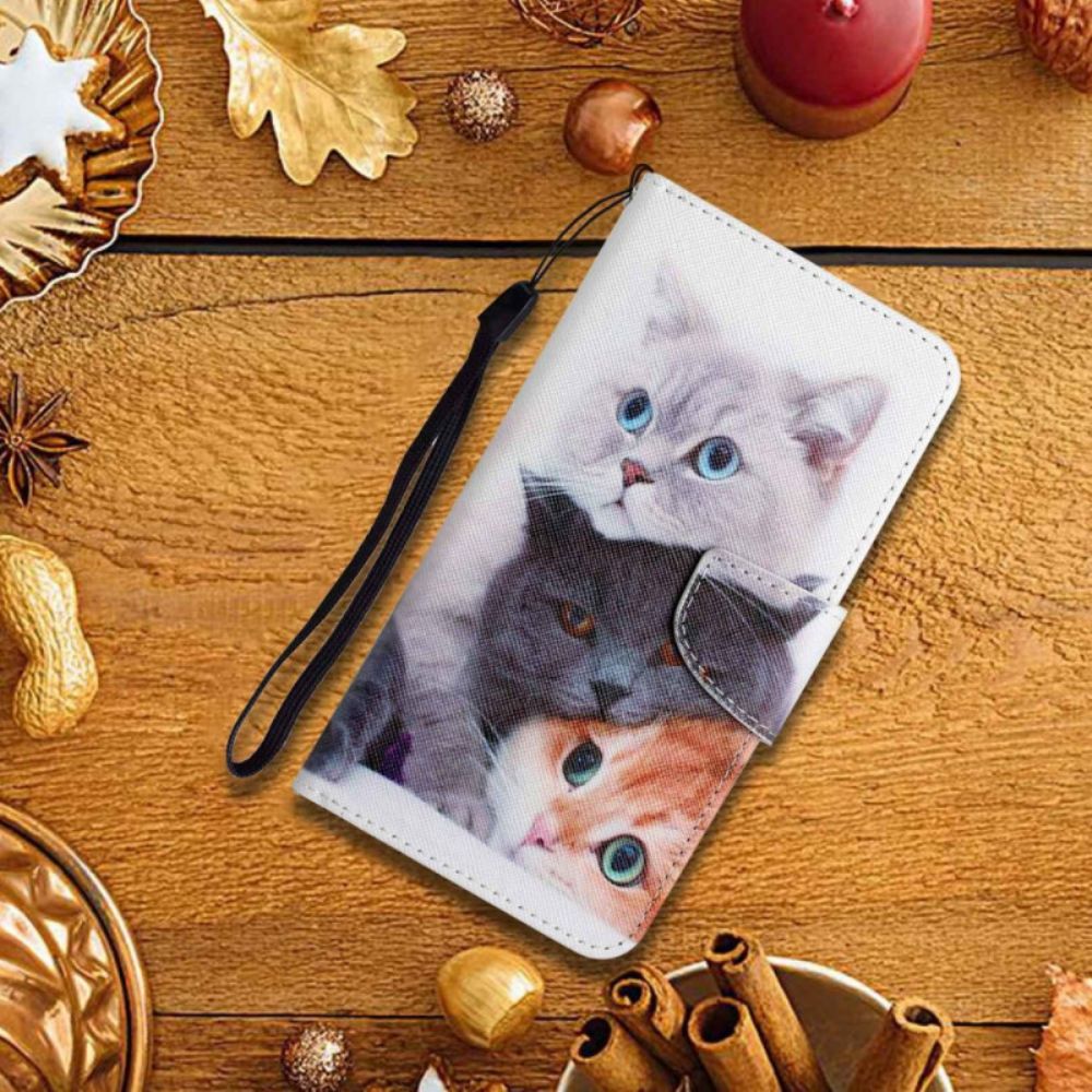 Flip Case Für Xiaomi Redmi 10C Mit Kordel Nur Riemchenkatzen