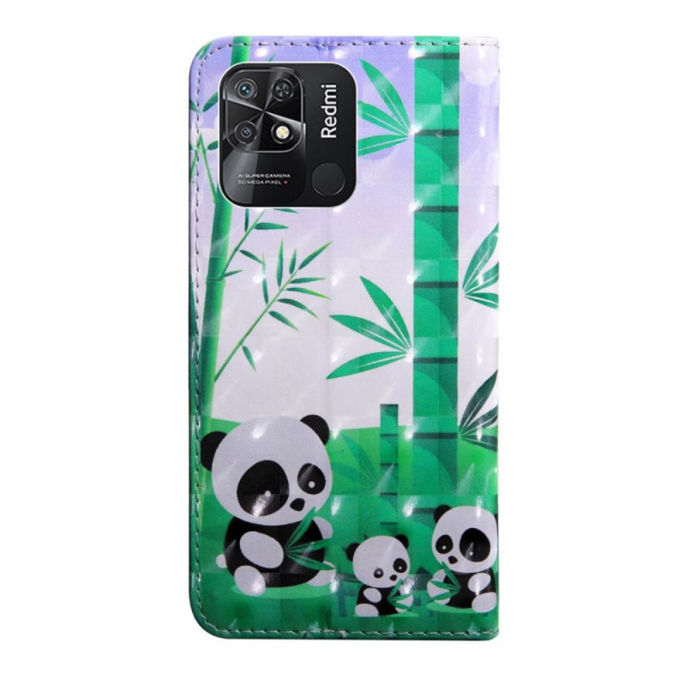 Flip Case Für Xiaomi Redmi 10C Mit Kordel Tanga-panda-familie