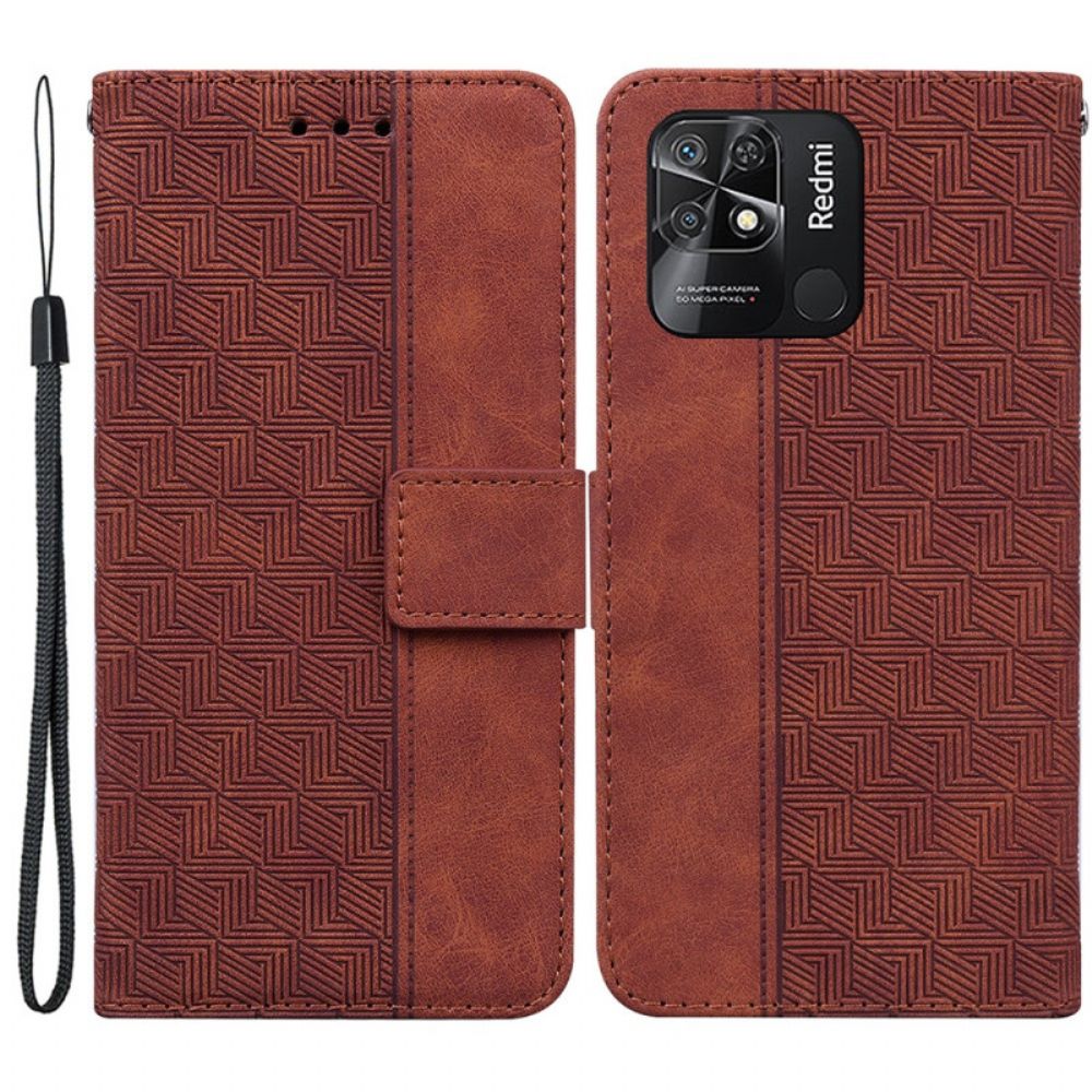 Flip Case Für Xiaomi Redmi 10C Mit Kordel Tangamuster