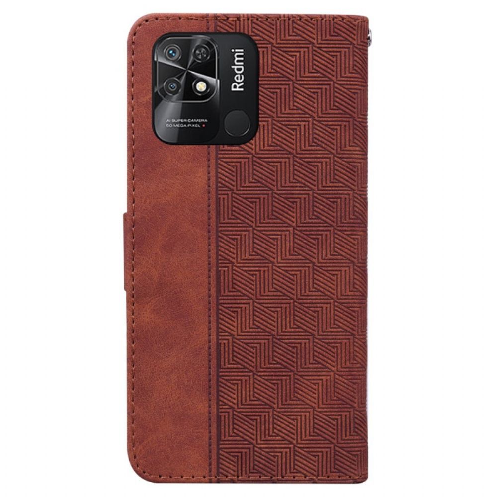 Flip Case Für Xiaomi Redmi 10C Mit Kordel Tangamuster