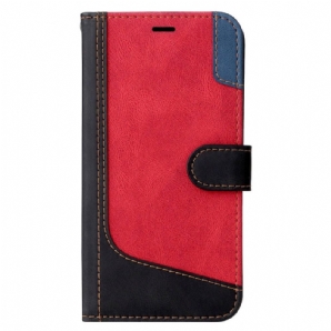 Flip Case Für Xiaomi Redmi 10C Mit Kordel Tricolor Riemchen