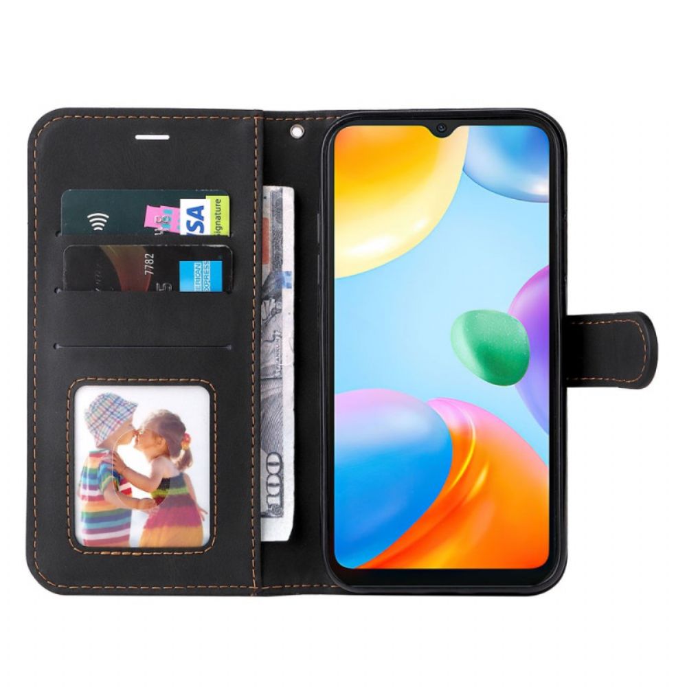 Flip Case Für Xiaomi Redmi 10C Mit Kordel Tricolor Riemchen