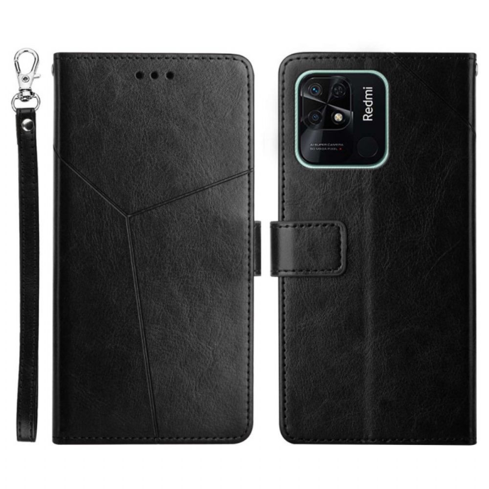 Flip Case Für Xiaomi Redmi 10C Mit Kordel Y-riemen-design