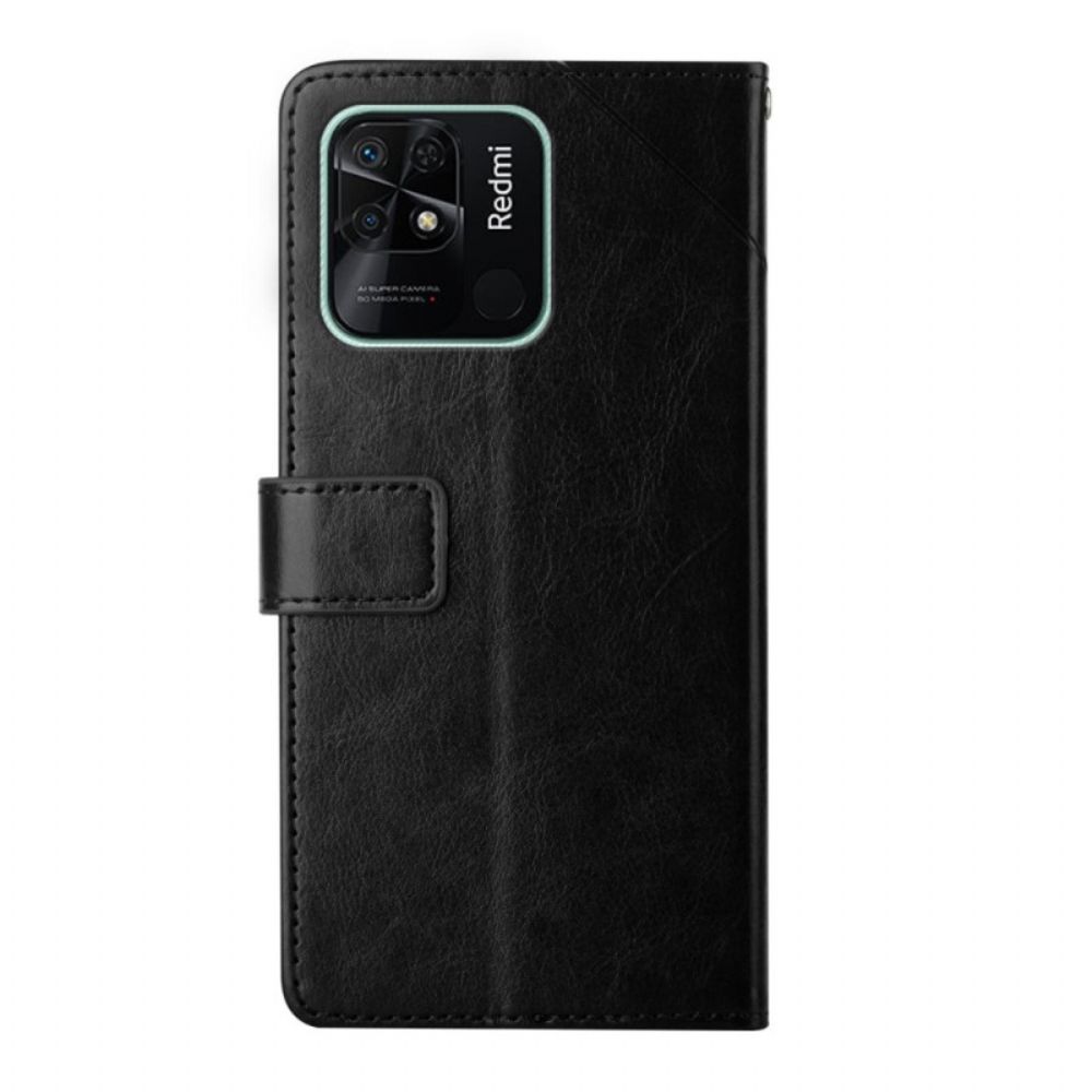 Flip Case Für Xiaomi Redmi 10C Mit Kordel Y-riemen-design