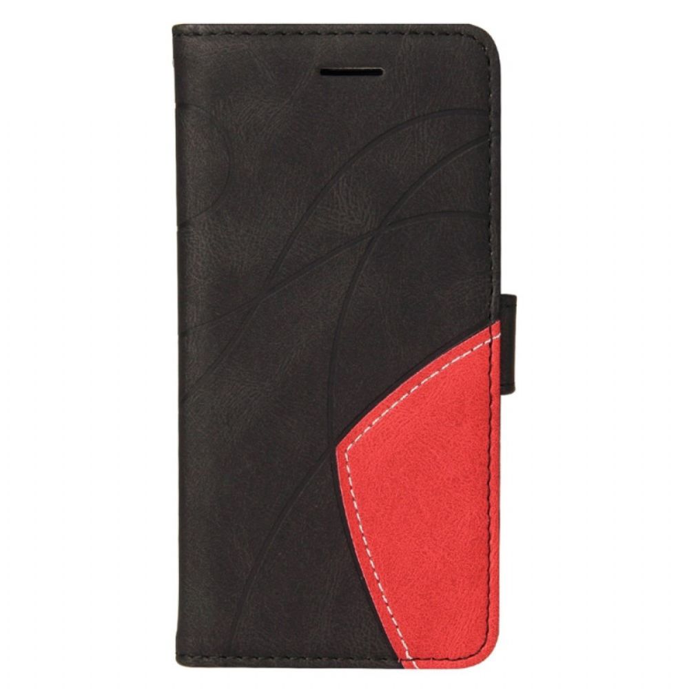 Flip Case Für Xiaomi Redmi 10C Mit Kordel Zweifarbiger Riemen