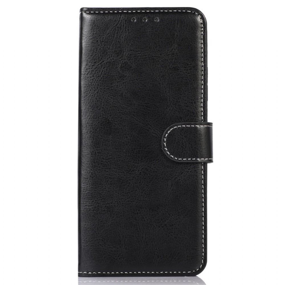 Flip Case Für Xiaomi Redmi 10C Naht Lederoptik