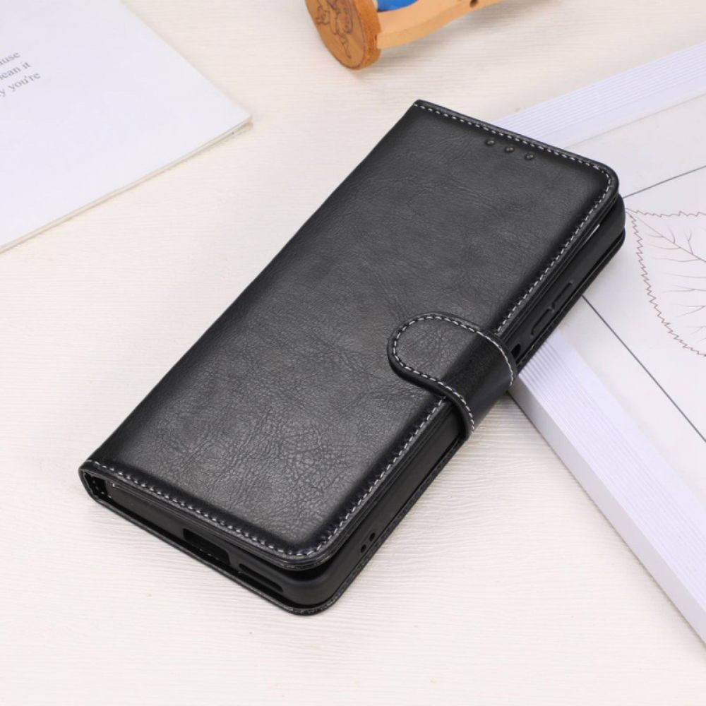 Flip Case Für Xiaomi Redmi 10C Naht Lederoptik