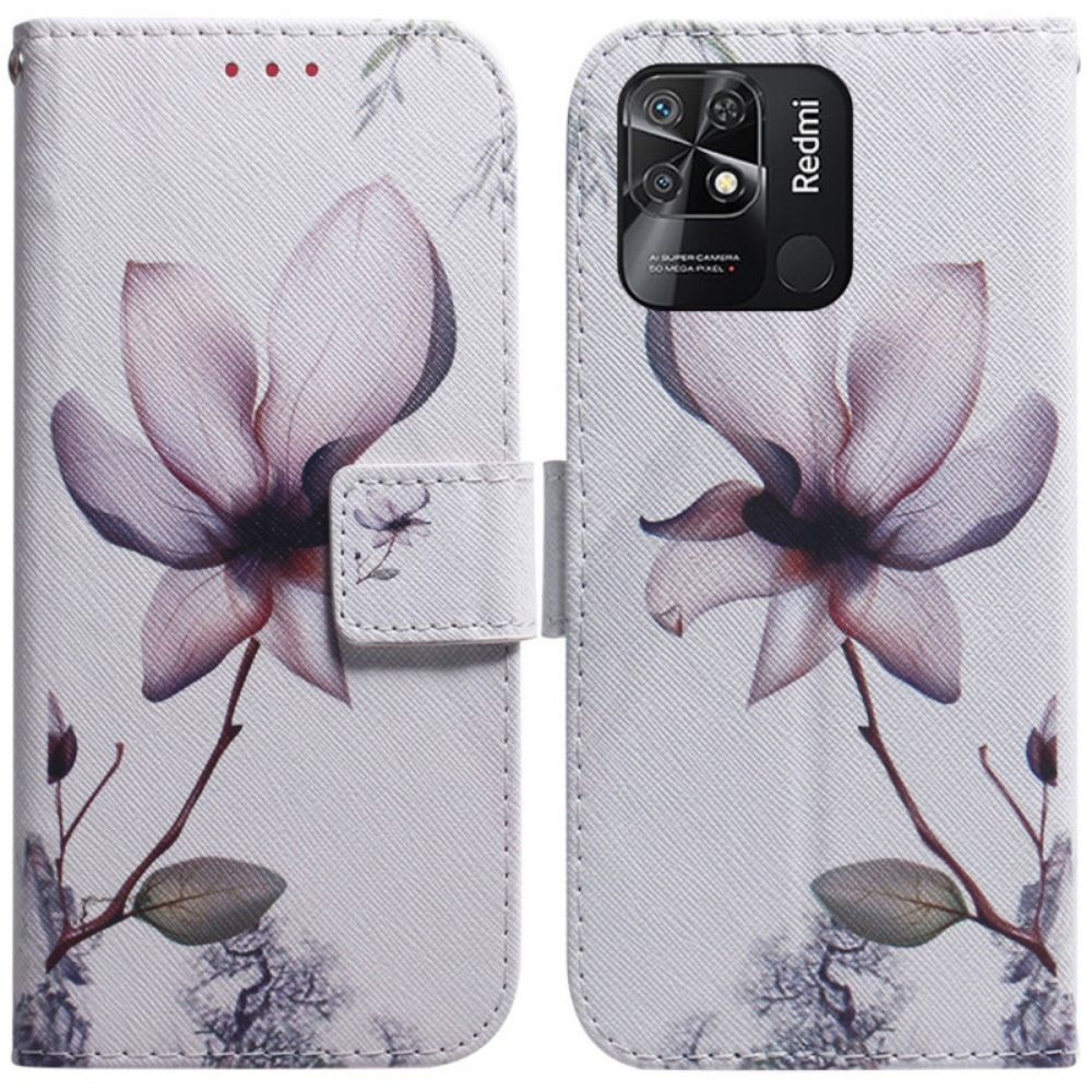 Flip Case Für Xiaomi Redmi 10C Rosa Blume