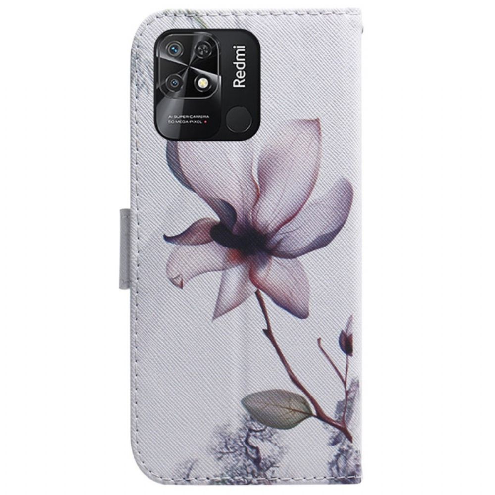 Flip Case Für Xiaomi Redmi 10C Rosa Blume