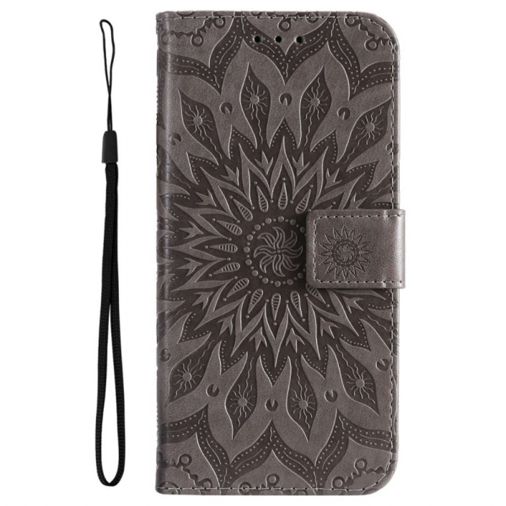 Flip Case Für Xiaomi Redmi 10C Sonnen-mandala Mit Lanyard