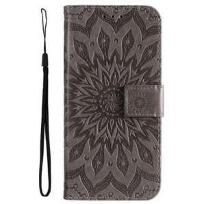 Flip Case Für Xiaomi Redmi 10C Sonnen-mandala Mit Lanyard