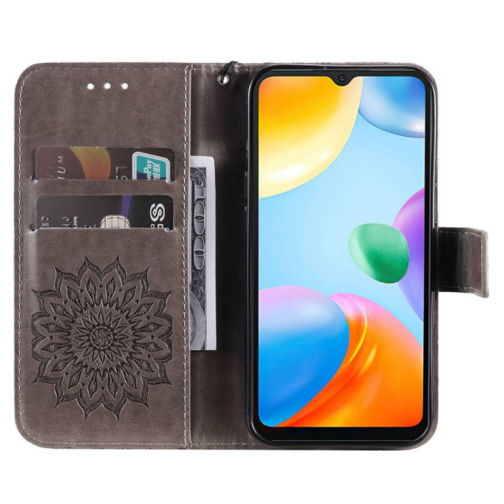 Flip Case Für Xiaomi Redmi 10C Sonnen-mandala Mit Lanyard