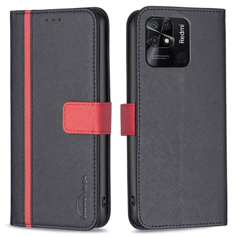 Flip Case Für Xiaomi Redmi 10C Texturiertes Kunstleder Binfen Color