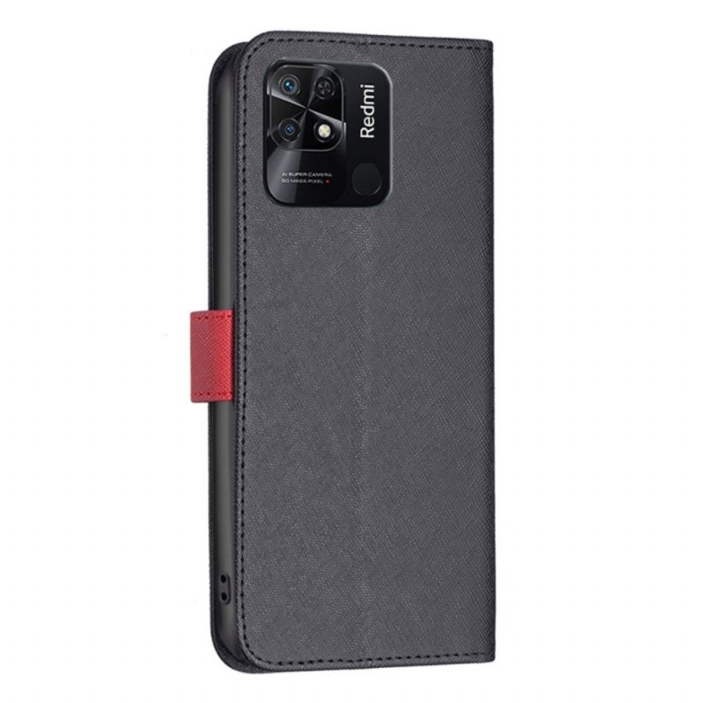 Flip Case Für Xiaomi Redmi 10C Texturiertes Kunstleder Binfen Color