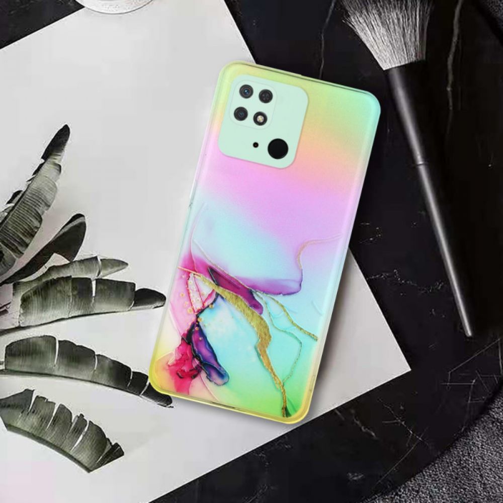 Handyhülle Für Xiaomi Redmi 10C Kunstmarmor Mit Lasereffekt