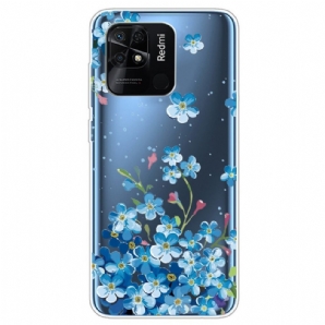 Hülle Für Xiaomi Redmi 10C Transparente Blaue Blumen