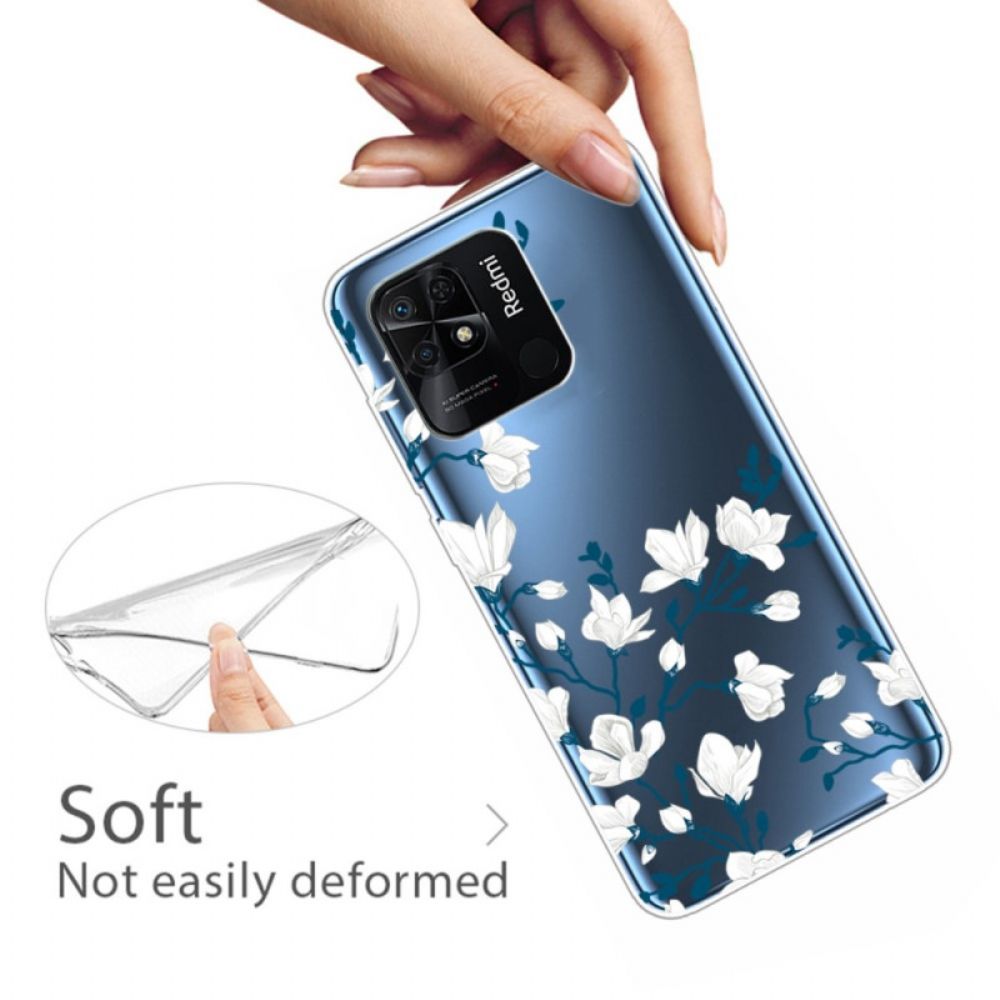 Hülle Für Xiaomi Redmi 10C Transparente Weiße Blumen