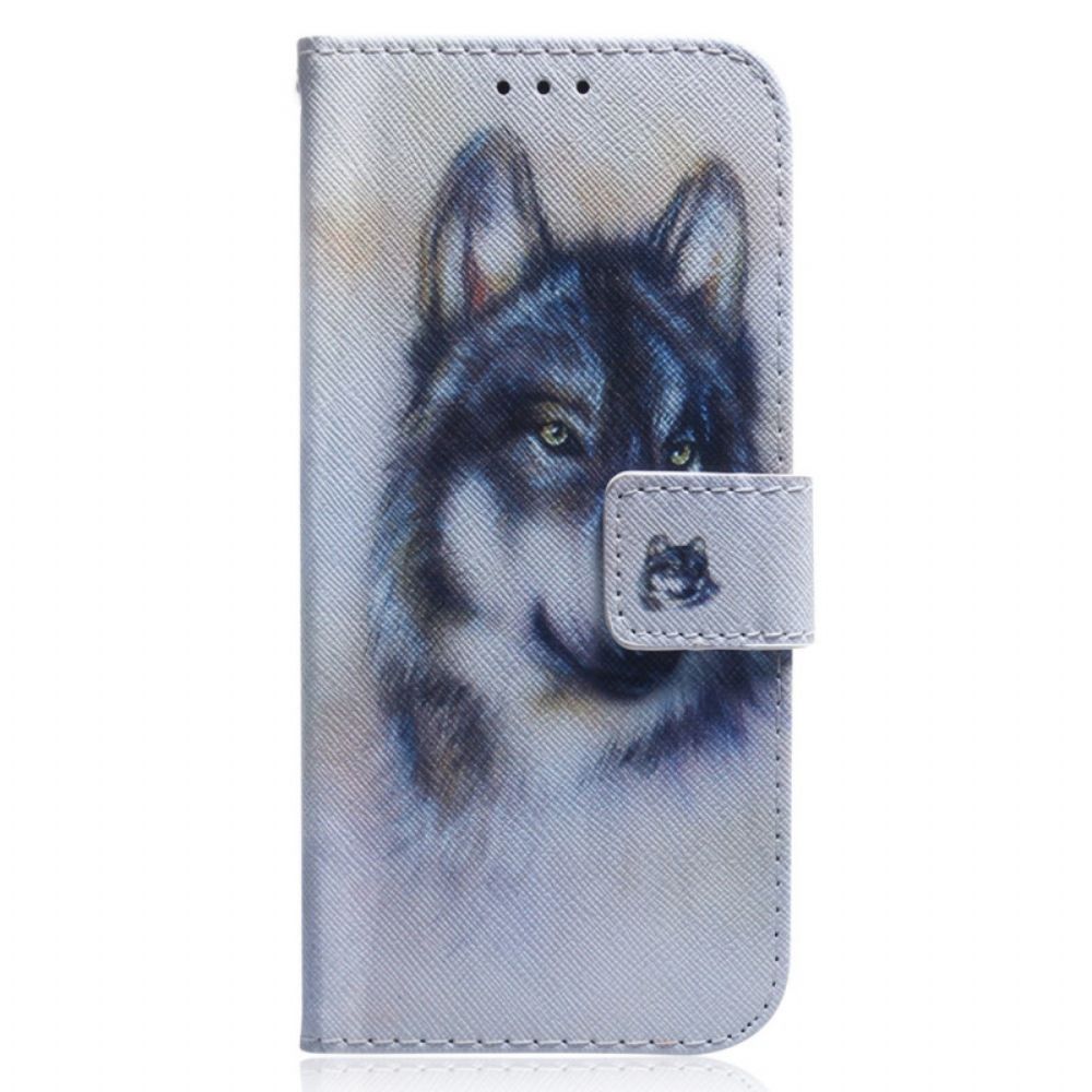 Lederhüllen Für Xiaomi Redmi 10C Aquarell Wolf