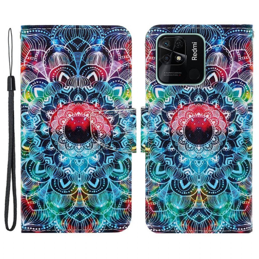 Lederhüllen Für Xiaomi Redmi 10C Mit Kordel Band-mandala