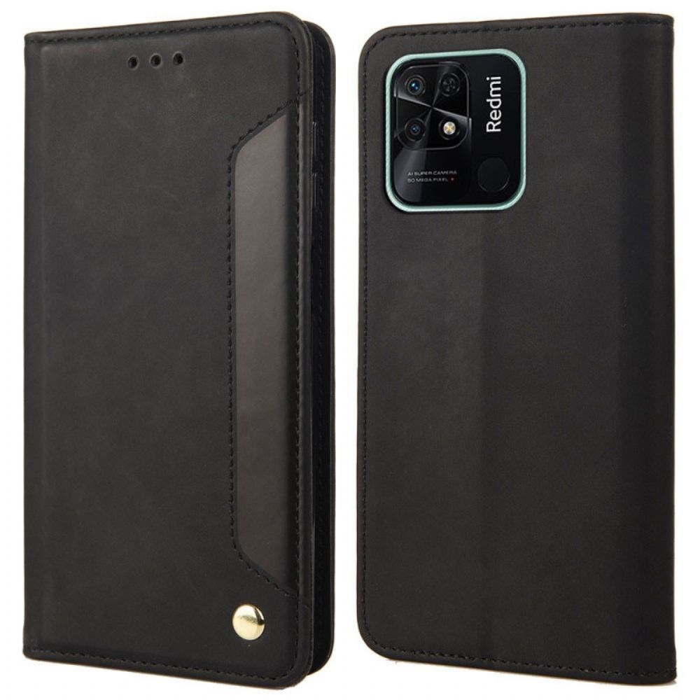 Schutzhülle Für Xiaomi Redmi 10C Flip Case Zweifarbig Mit Niete