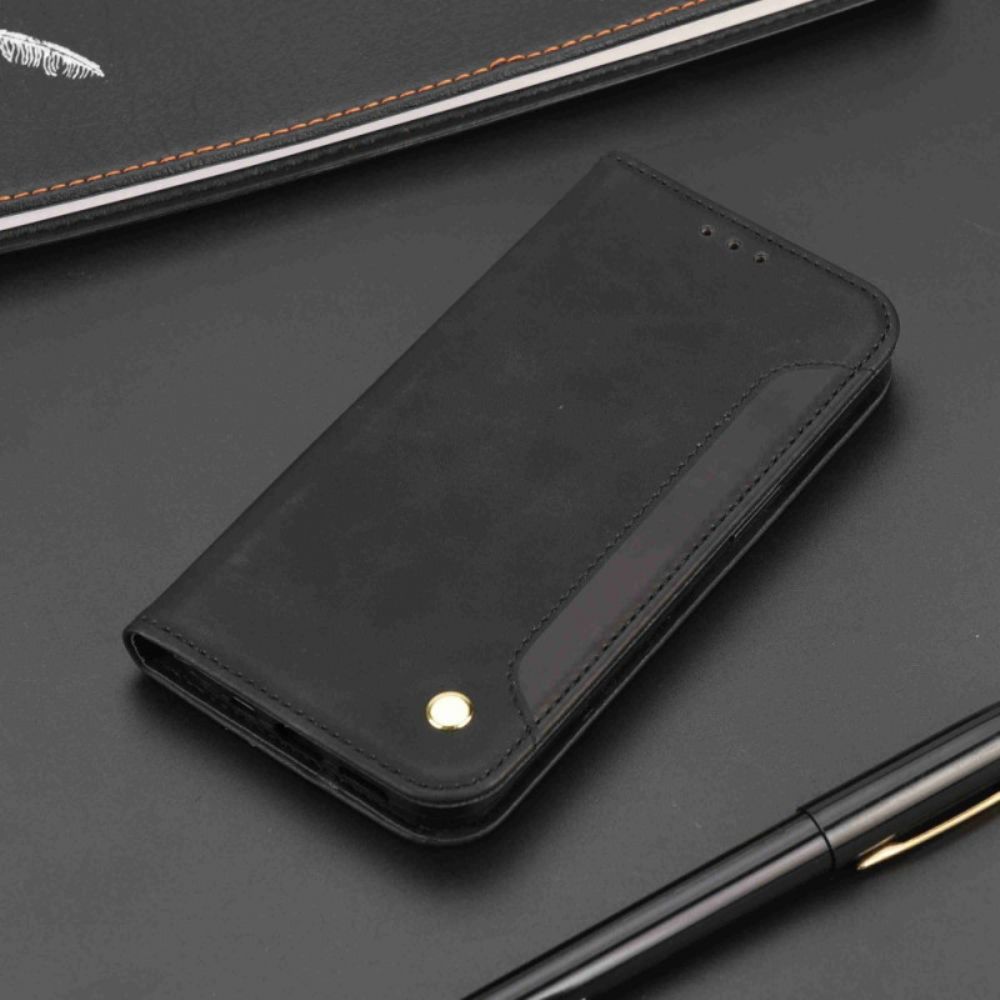 Schutzhülle Für Xiaomi Redmi 10C Flip Case Zweifarbig Mit Niete