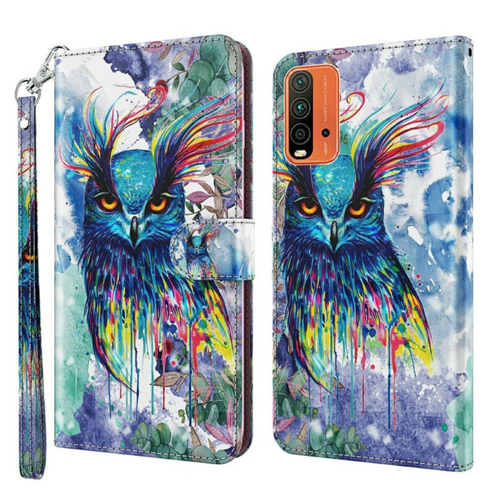 Lederhüllen Für Xiaomi Redmi 9T Aquarell Vogel