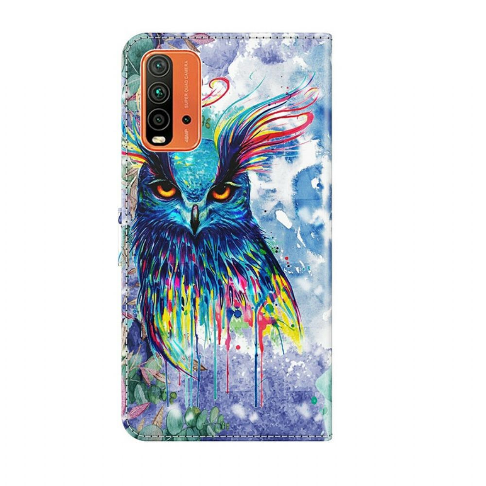 Lederhüllen Für Xiaomi Redmi 9T Aquarell Vogel