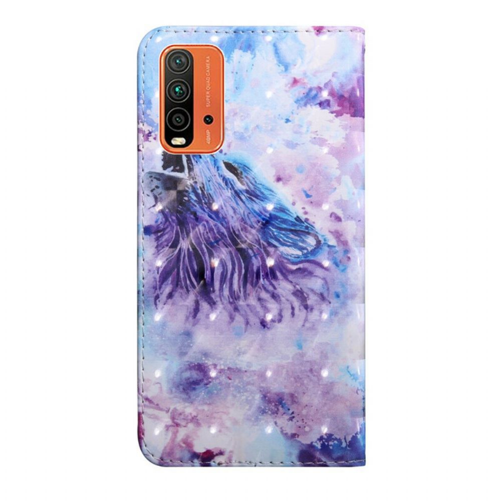 Lederhüllen Für Xiaomi Redmi 9T Aquarell Wolf