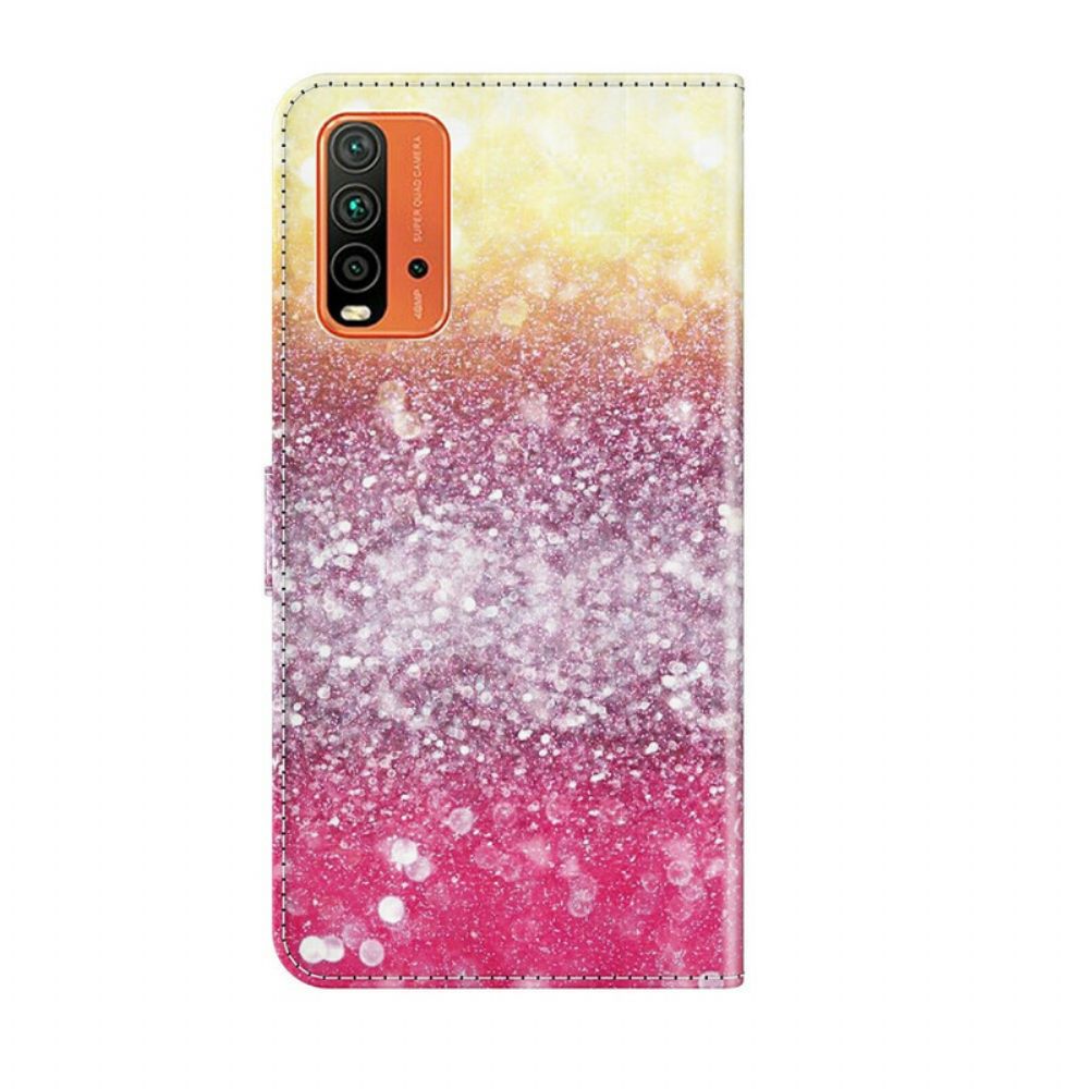 Lederhüllen Für Xiaomi Redmi 9T Magentafarbener Glitzerverlauf