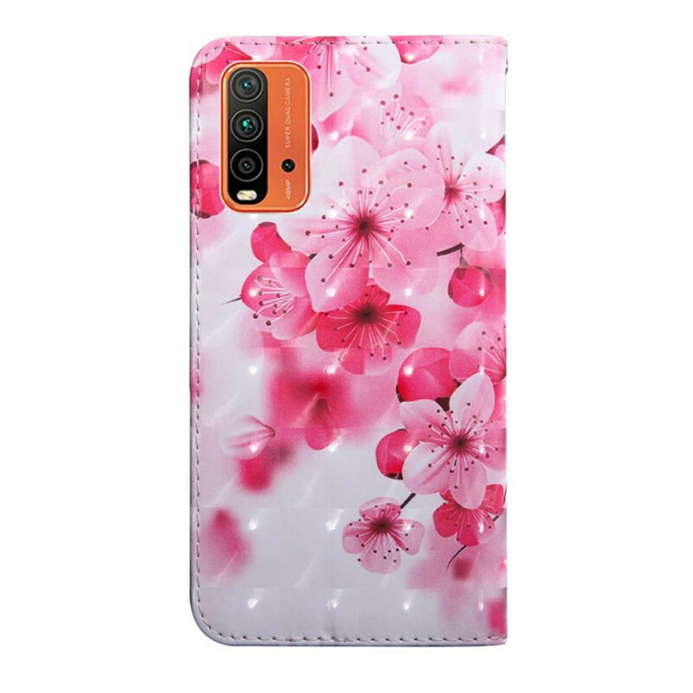 Lederhüllen Für Xiaomi Redmi 9T Rosa Blumen