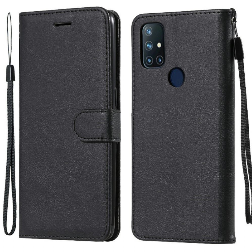 Flip Case Für OnePlus Nord N10 Mit Kordel Armband Lederoptik