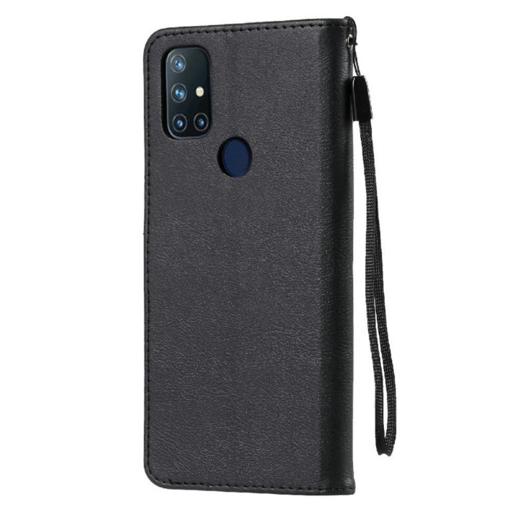 Flip Case Für OnePlus Nord N10 Mit Kordel Armband Lederoptik