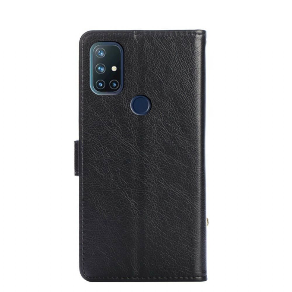 Flip Case Für OnePlus Nord N10 Portemonnaie Und Umhängeband Vorne