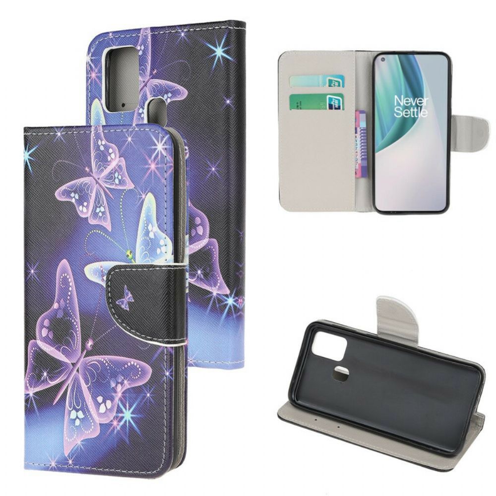 Flip Case Für OnePlus Nord N10 Schmetterlinge