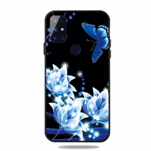 Handyhülle Für OnePlus Nord N10 Schmetterling Und Blaue Blumen