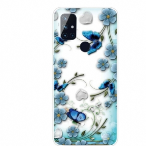 Hülle Für OnePlus Nord N10 Transparente Retro-schmetterlinge Und Blumen