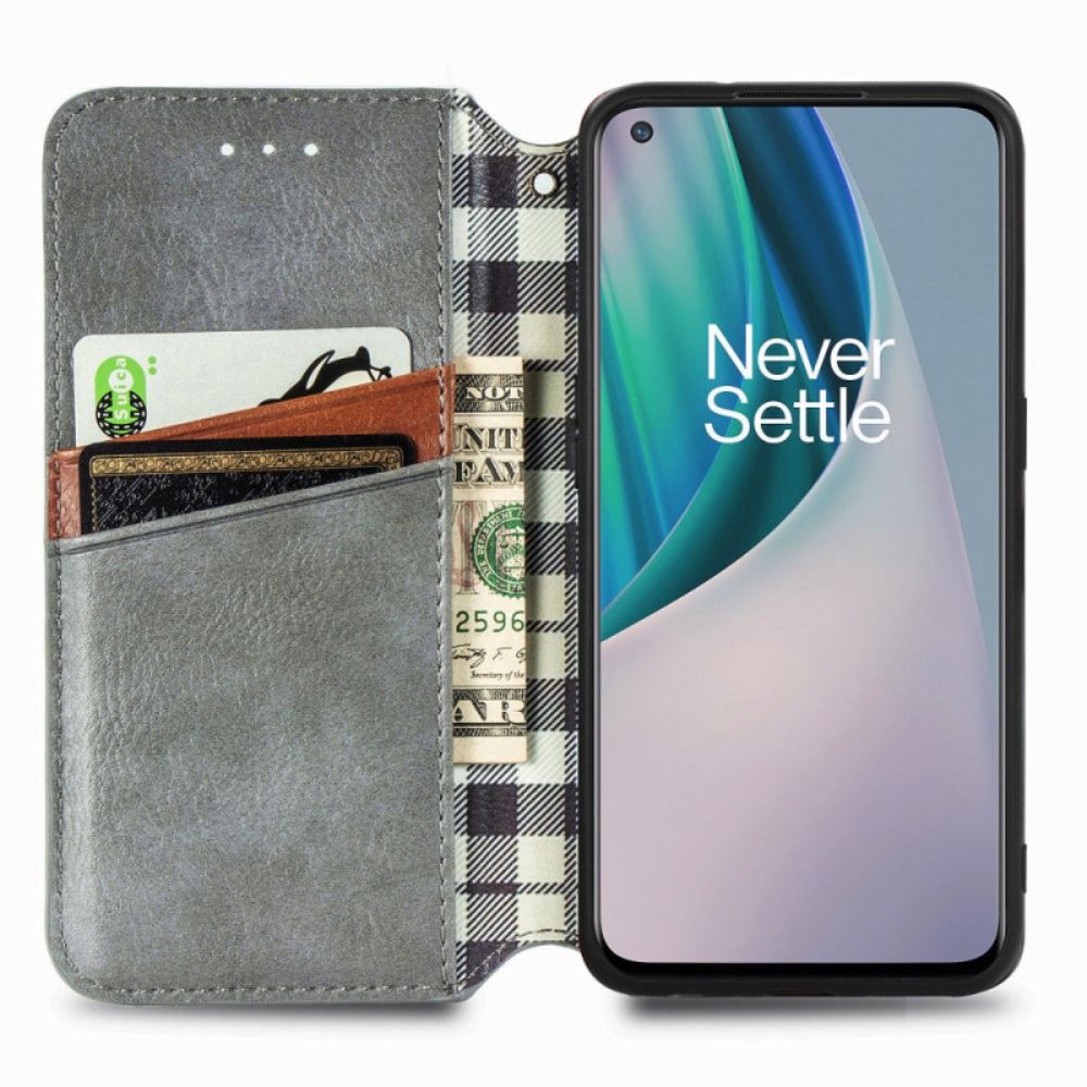 Schutzhülle Für OnePlus Nord N10 Flip Case Ledereffekt Mit Rautenstruktur