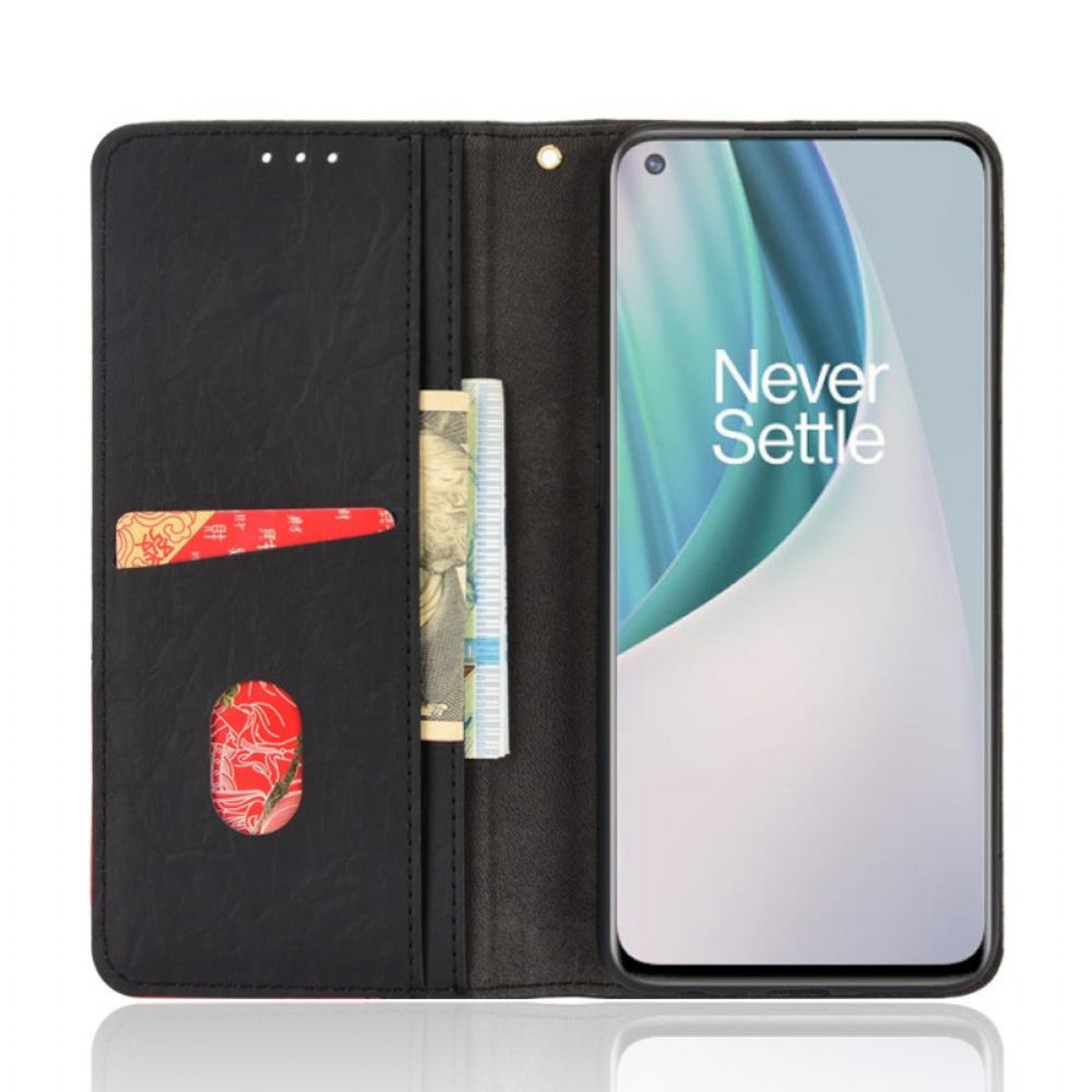 Schutzhülle Für OnePlus Nord N10 Flip Case Schräges Zweifarbiges Kunstleder