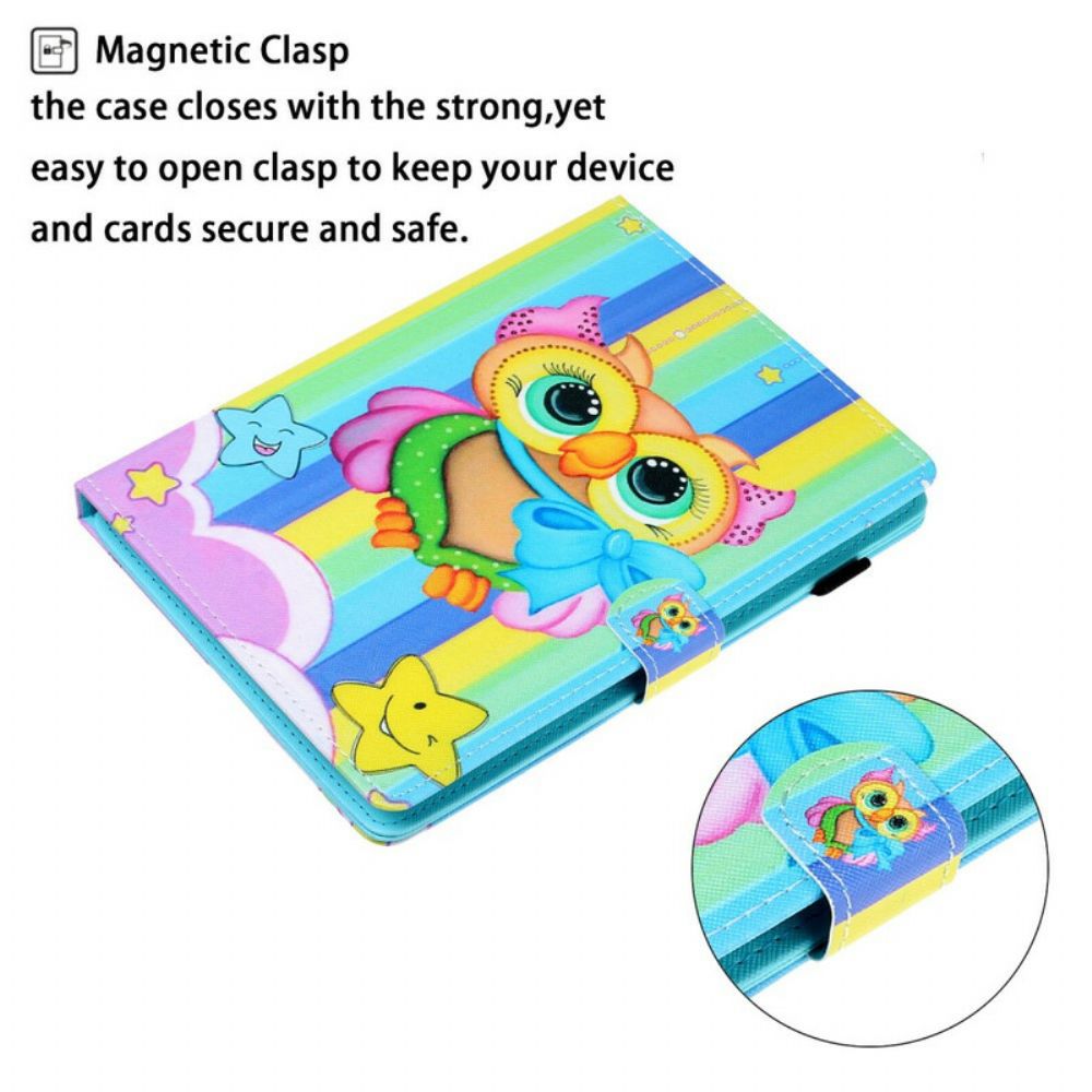 Flip Case Für Samsung Galaxy Tab A 8" (2024) Mehrfarbige Eule