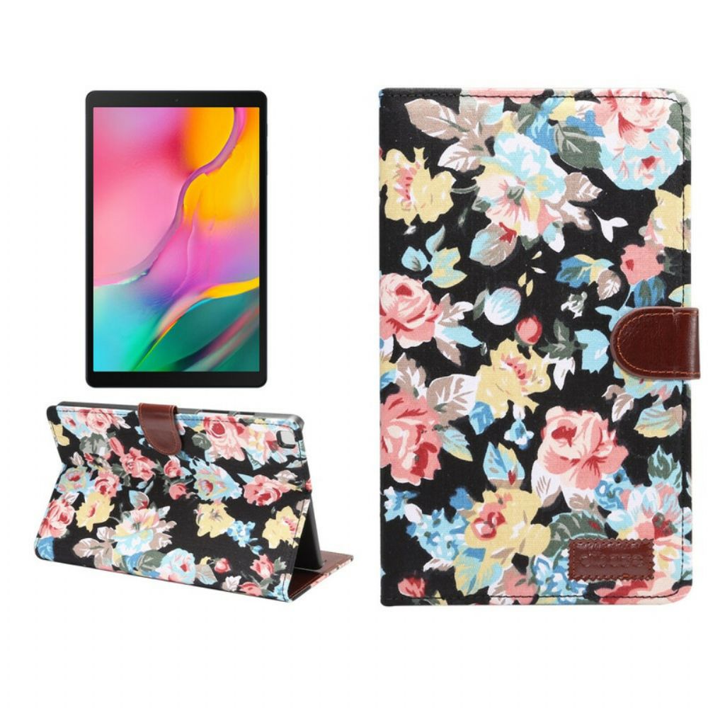 Flip Case Für Samsung Galaxy Tab A 8" (2024) Stoffstruktur Mit Rosen